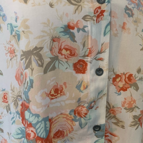 Vintage 90s Y2K Floral Button up Blouse M oversized lightweight coastal cowgirl - Picture 12 of 14